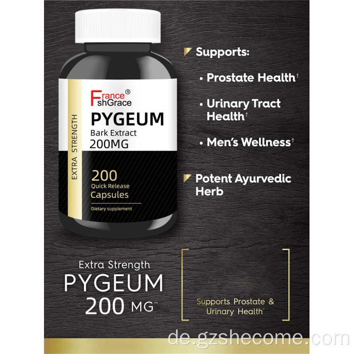 Hochwertige Pygeum -Kapseln unterstützen gesund